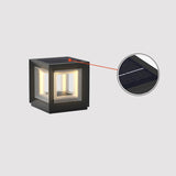 Modern Black Cube Post Light – Solar Pillar Light for Yard
