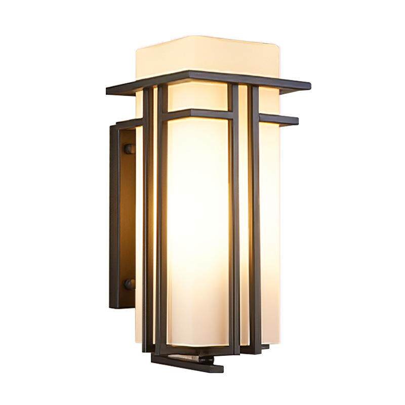 Retro Black Lantern Wall Light – Glass Sconce for Porch