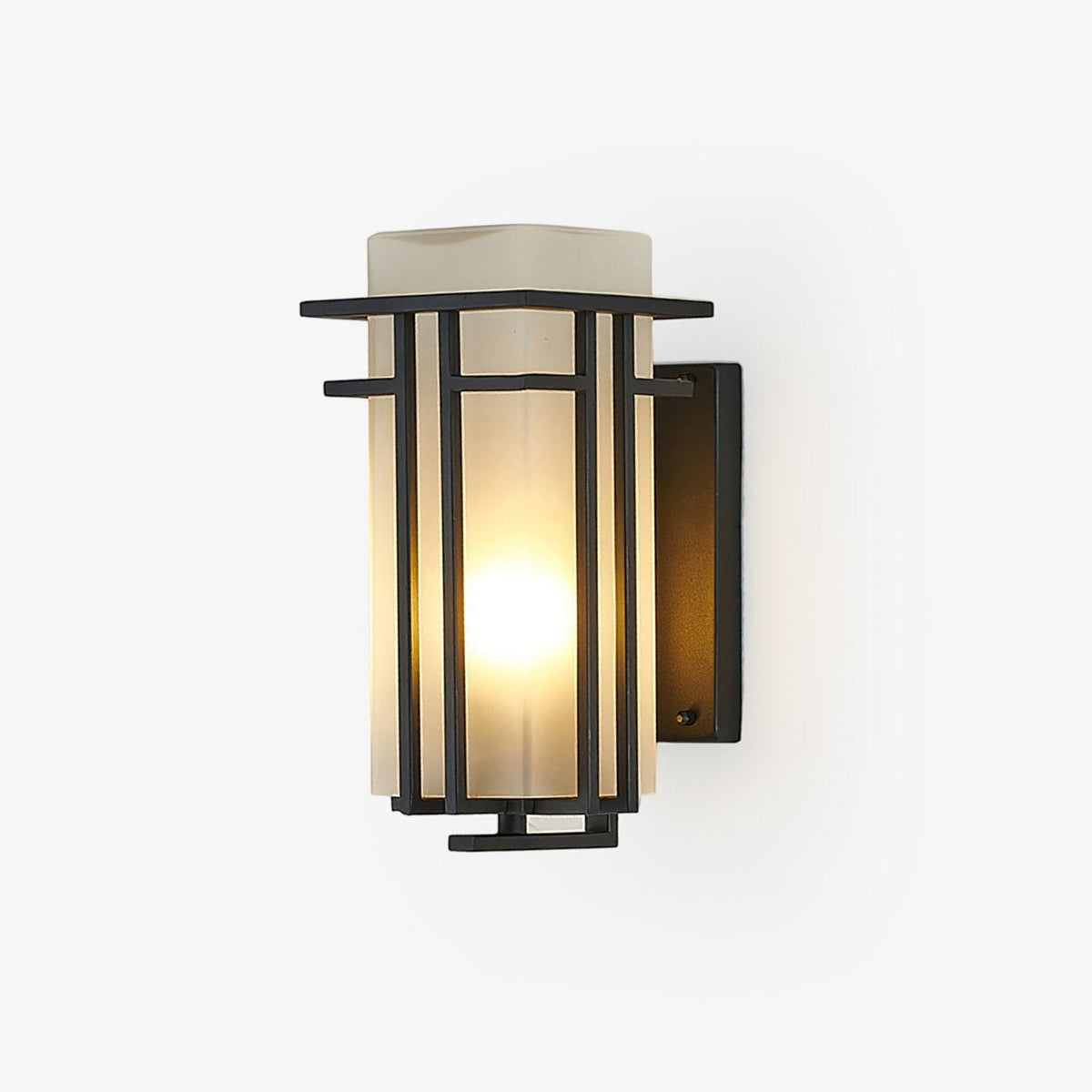 Retro Black Lantern Wall Light – Glass Sconce for Porch