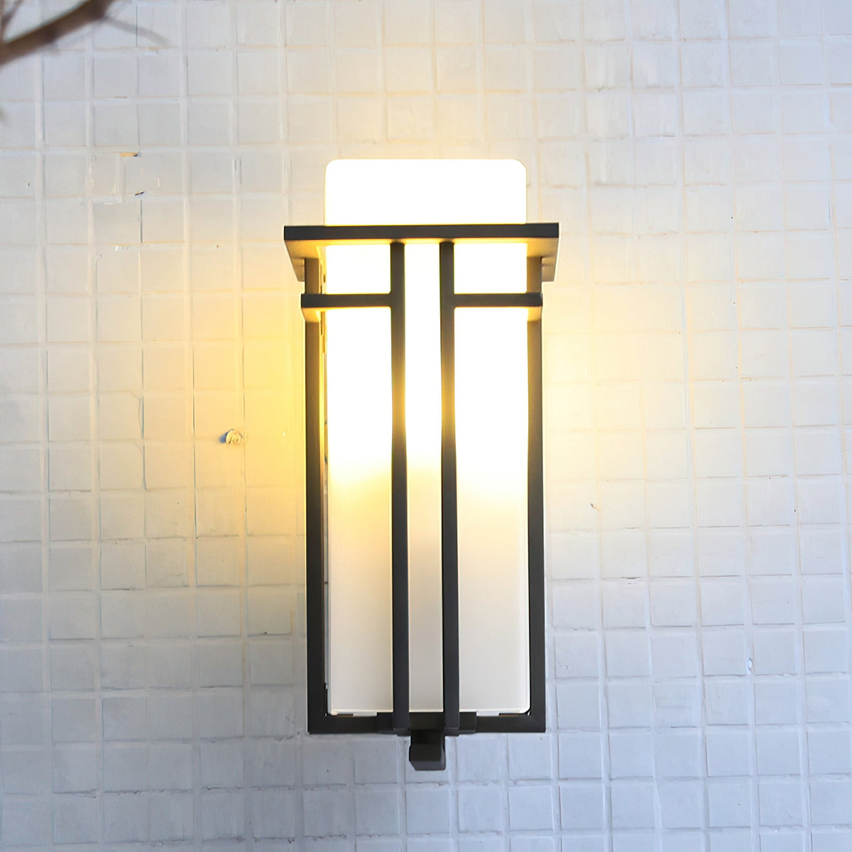 Retro Black Lantern Wall Light – Glass Sconce for Porch