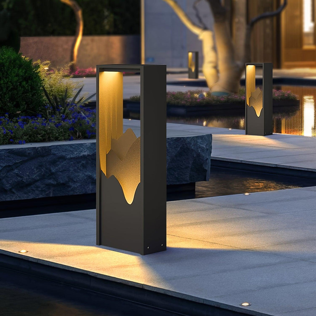 Modern Black Geometric Solar Light – Garden Light for Yard