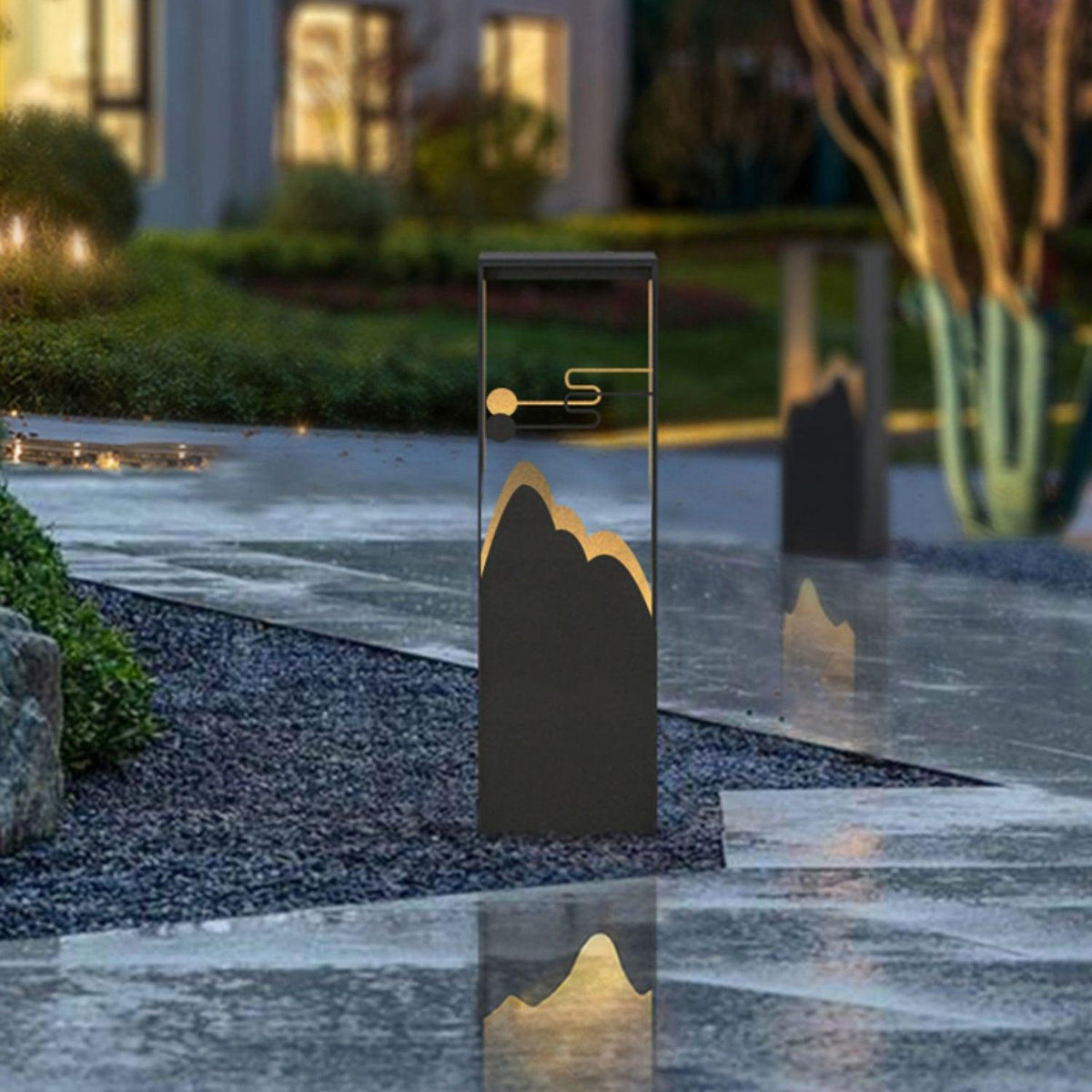 Modern Black Geometric Solar Light – Garden Light for Yard