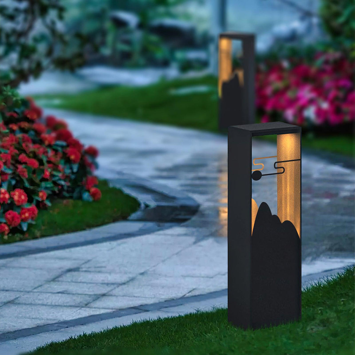 Modern Black Geometric Solar Light – Garden Light for Yard
