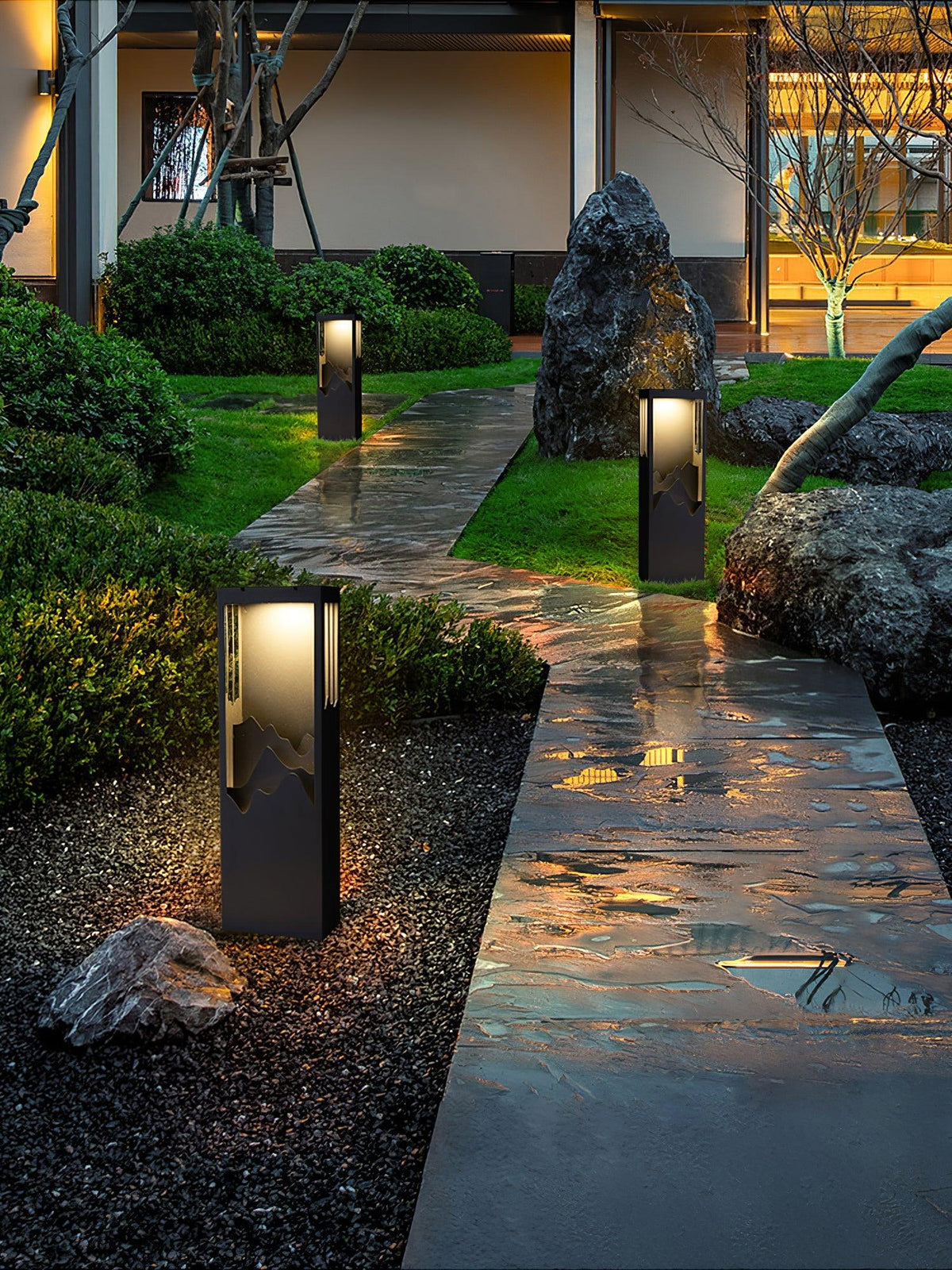Modern Black Geometric Solar Light – Garden Light for Yard