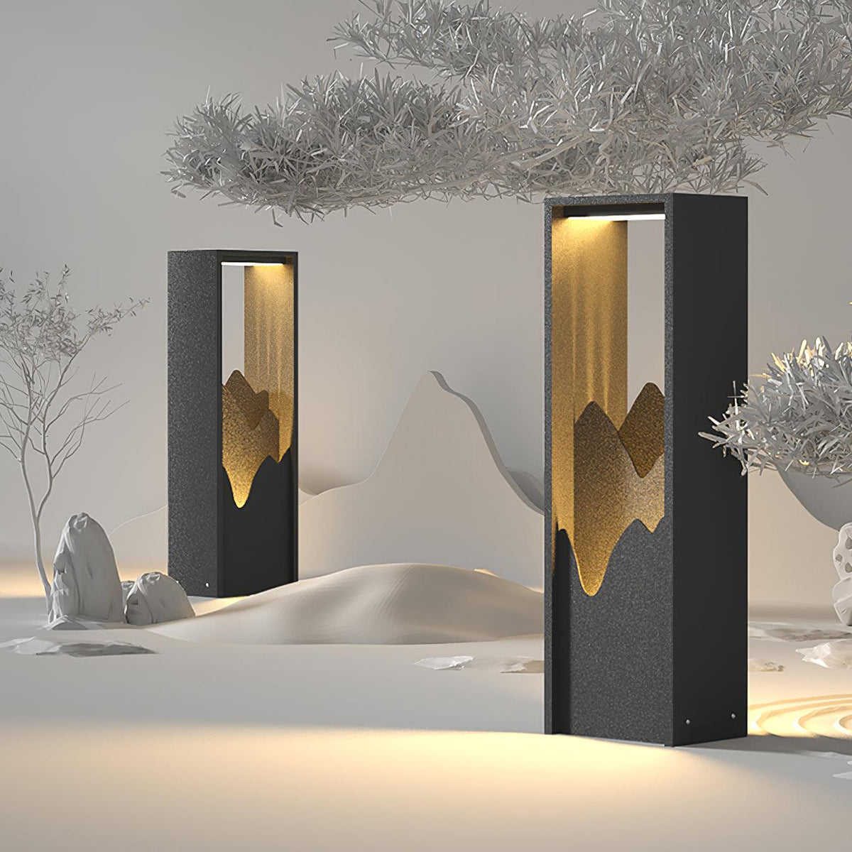 Modern Black Geometric Solar Light – Garden Light for Yard