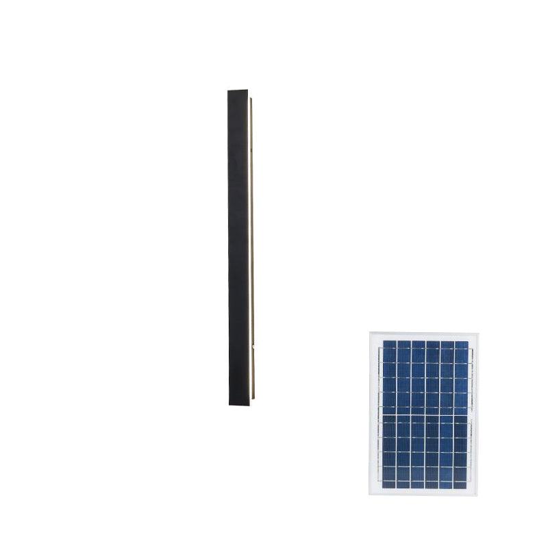 Modern Black Solar Wall Light – Long Strip Sconce for Porch