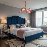 Modern Gold Frosted Glass Lotus Chandelier – Leaf