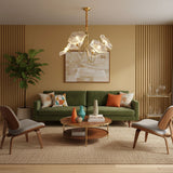Modern Gold Frosted Glass Lotus Chandelier – Leaf
