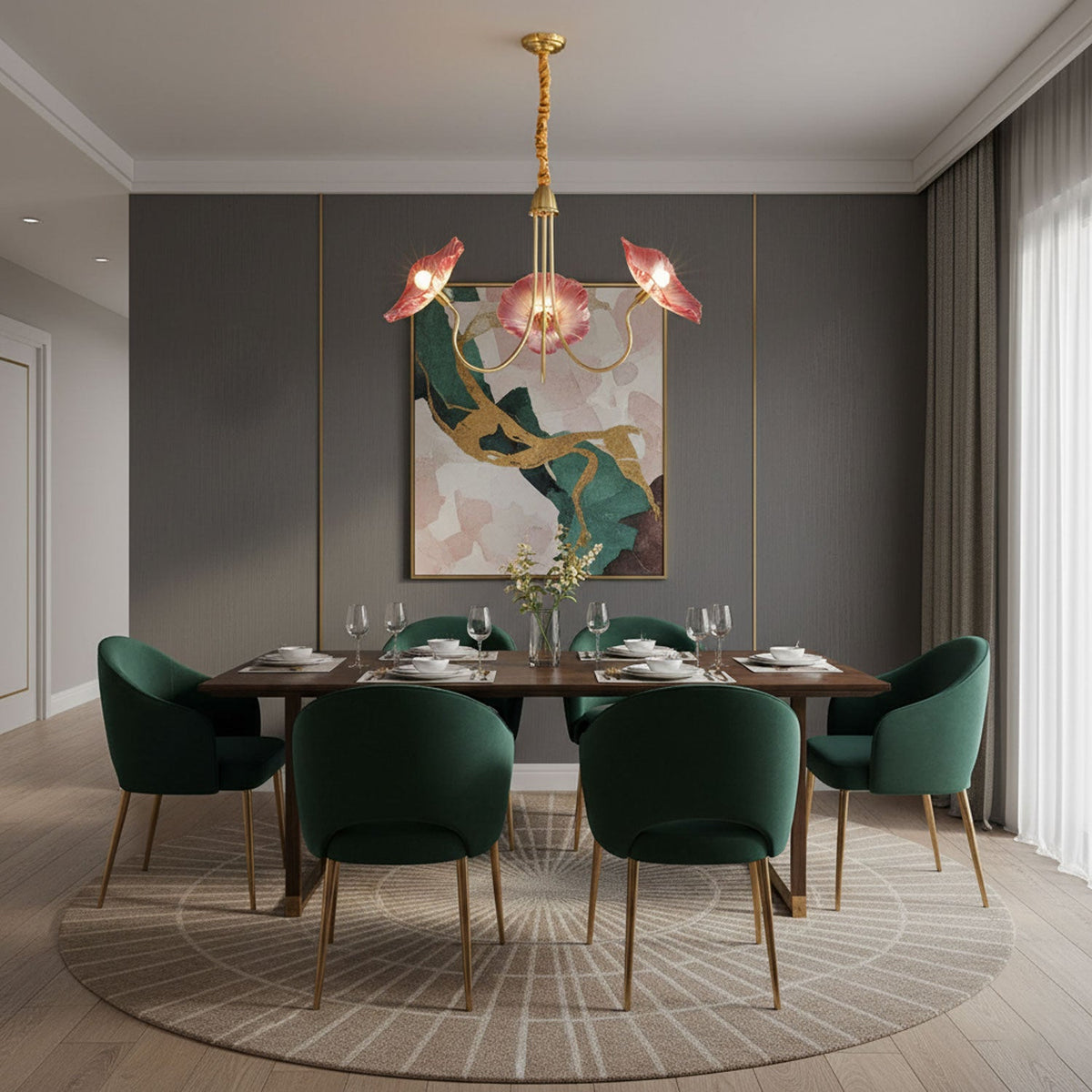 Modern Gold Frosted Glass Lotus Chandelier – Leaf