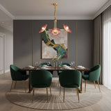 Modern Gold Frosted Glass Lotus Chandelier – Leaf