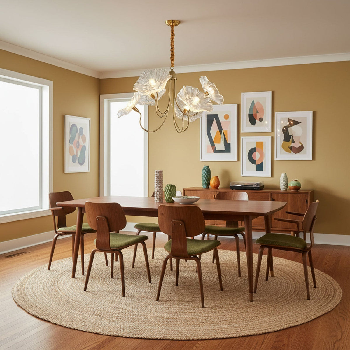 Modern Gold Frosted Glass Lotus Chandelier – Leaf