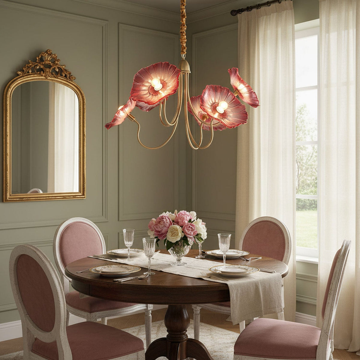 Modern Gold Frosted Glass Lotus Chandelier – Leaf