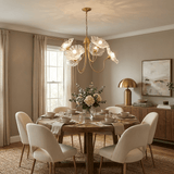 Modern Gold Frosted Glass Lotus Chandelier – Leaf