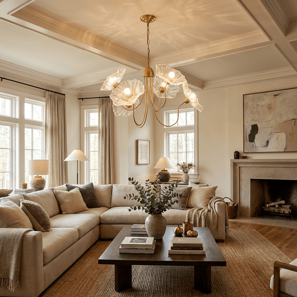 Modern Gold Frosted Glass Lotus Chandelier – Leaf