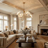 Modern Gold Frosted Glass Lotus Chandelier – Leaf