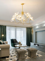 Modern Gold Frosted Glass Lotus Chandelier – Leaf