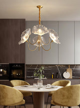 Modern Gold Frosted Glass Lotus Chandelier – Leaf