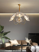Modern Gold Frosted Glass Lotus Chandelier – Leaf