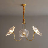 Modern Gold Frosted Glass Lotus Chandelier – Leaf