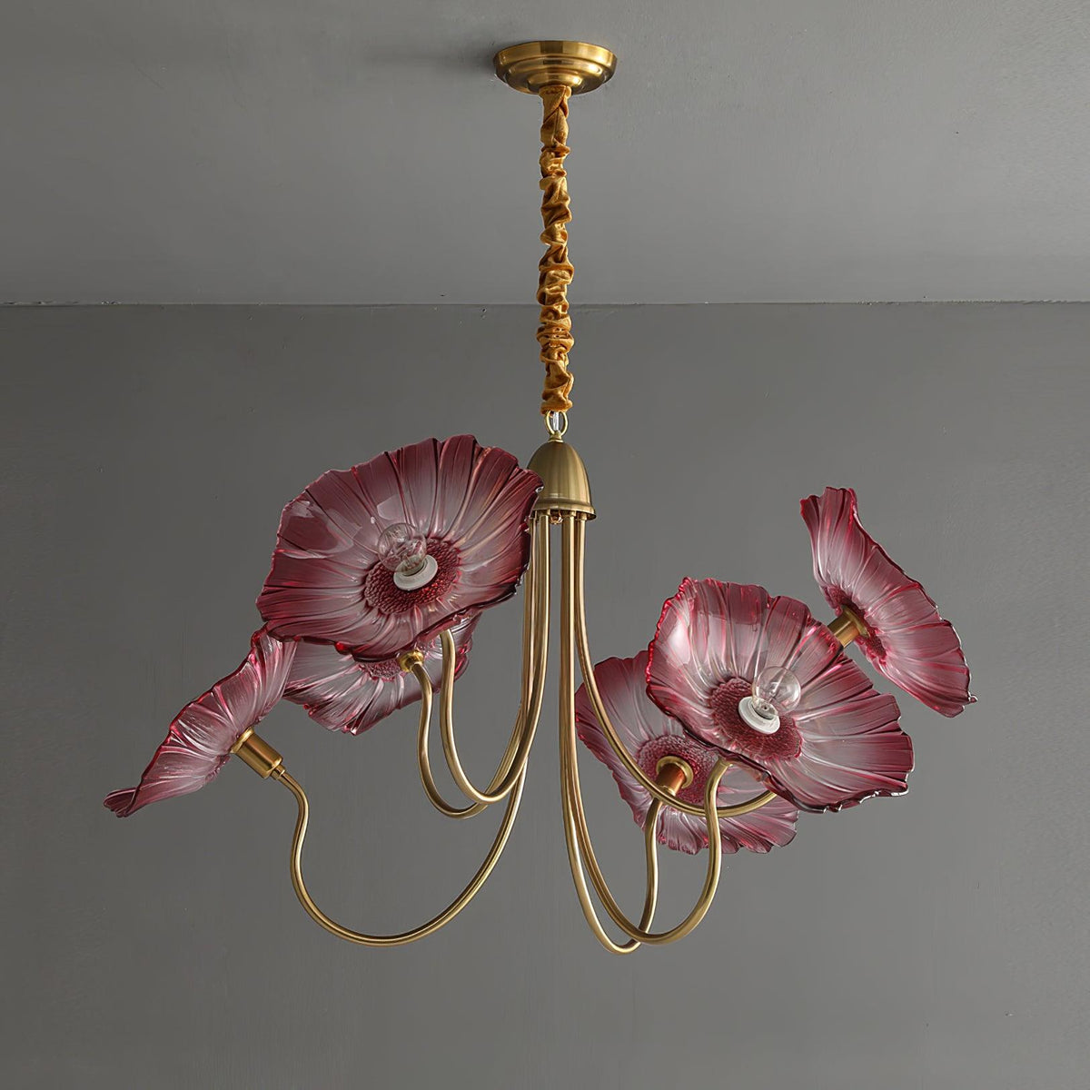 Modern Gold Frosted Glass Lotus Chandelier – Leaf