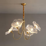 Modern Gold Frosted Glass Lotus Chandelier – Leaf