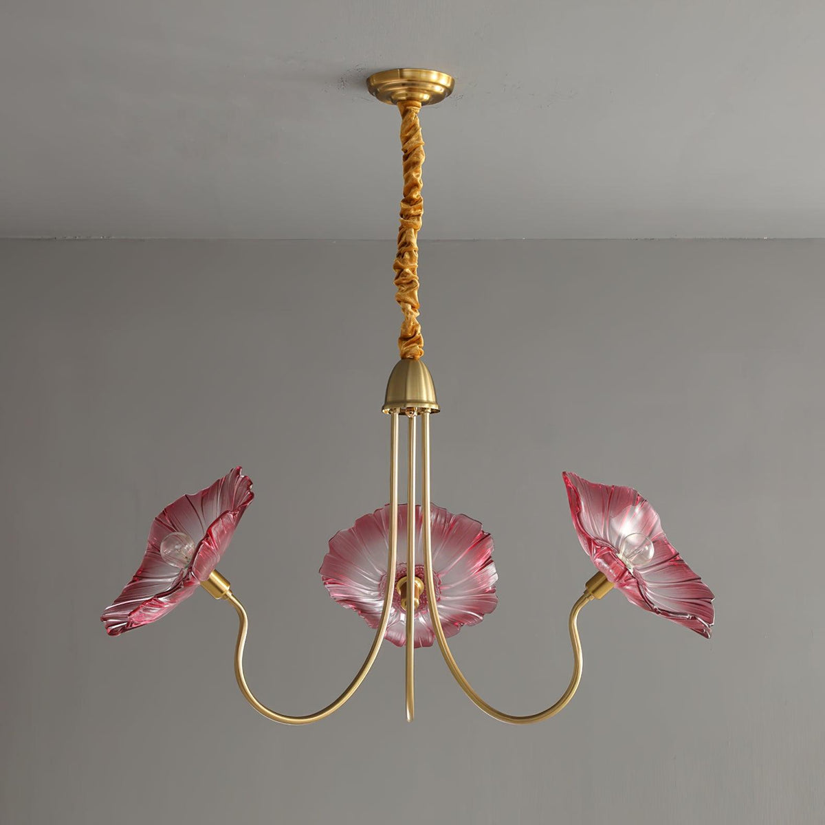 Modern Gold Frosted Glass Lotus Chandelier – Leaf
