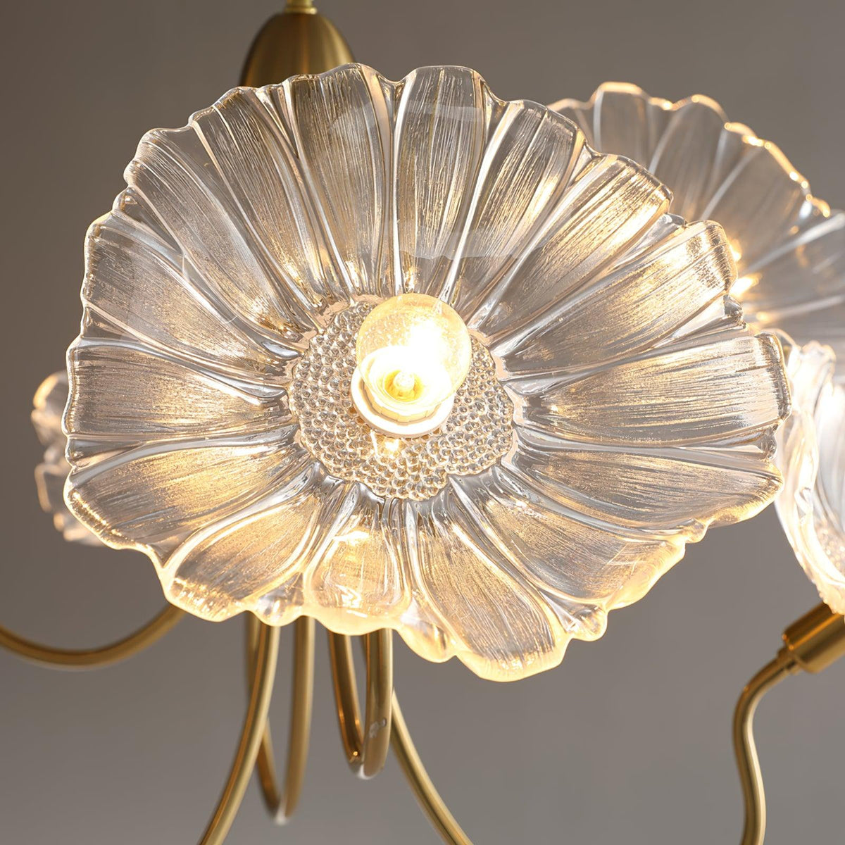 Modern Gold Frosted Glass Lotus Chandelier – Leaf