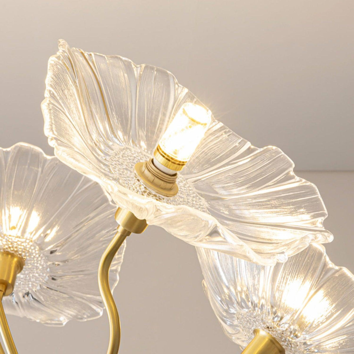 Modern Gold Frosted Glass Lotus Chandelier – Leaf
