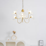Modern Gold Frosted Glass Lotus Chandelier – Leaf