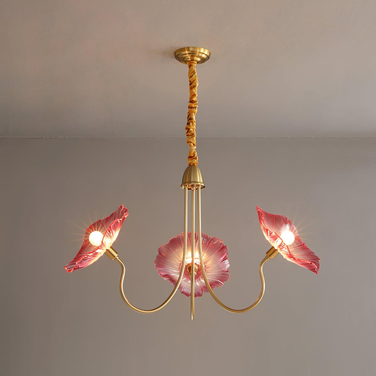 Modern Gold Frosted Glass Lotus Chandelier – Leaf