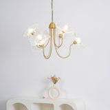 Modern Gold Frosted Glass Lotus Chandelier – Leaf