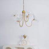 Modern Gold Frosted Glass Lotus Chandelier – Leaf