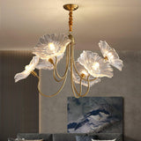 Modern Gold Frosted Glass Lotus Chandelier – Leaf