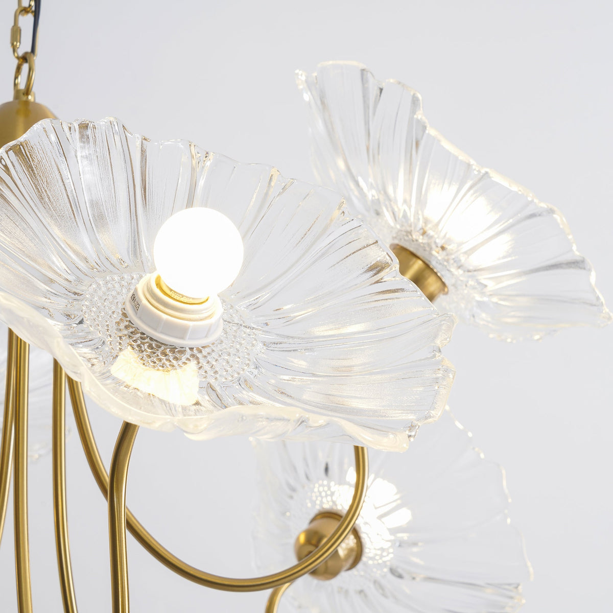 Modern Gold Frosted Glass Lotus Chandelier – Leaf