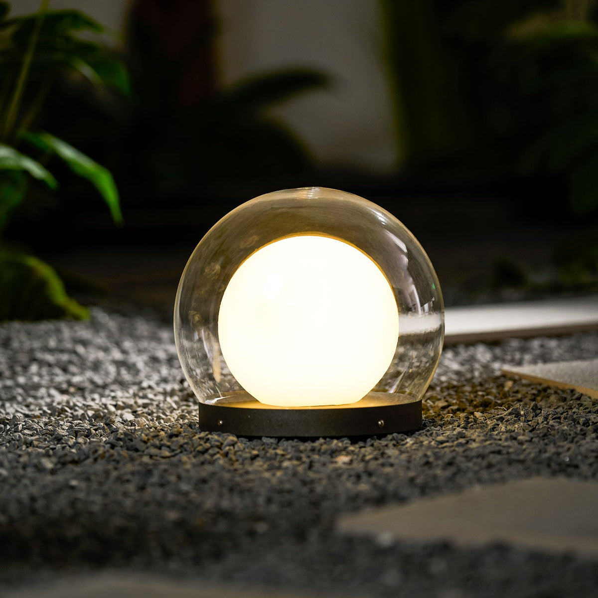 Modern Black Globe Table Lamp – Outdoor Dome Lamp for Patio