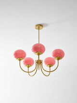 Mid-Century Copper Glass Chandelier – 3 or 5 Globe