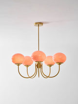 Mid-Century Copper Glass Chandelier – 3 or 5 Globe