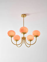 Mid-Century Copper Glass Chandelier – 3 or 5 Globe
