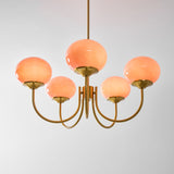Mid-Century Copper Glass Chandelier – 3 or 5 Globe