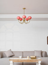 Mid-Century Copper Glass Chandelier – 3 or 5 Globe