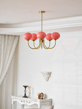 Mid-Century Copper Glass Chandelier – 3 or 5 Globe