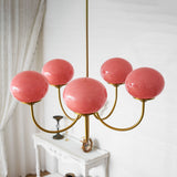 Mid-Century Copper Glass Chandelier – 3 or 5 Globe