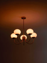 Mid-Century Copper Glass Chandelier – 3 or 5 Globe