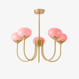 Mid-Century Copper Glass Chandelier – 3 or 5 Globe