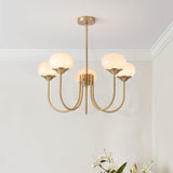 Mid-Century Copper Glass Chandelier – 3 or 5 Globe