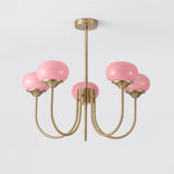 Mid-Century Copper Glass Chandelier – 3 or 5 Globe