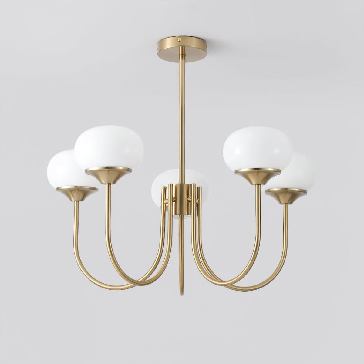 Mid-Century Copper Glass Chandelier – 3 or 5 Globe