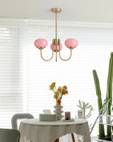 Mid-Century Copper Glass Chandelier – 3 or 5 Globe