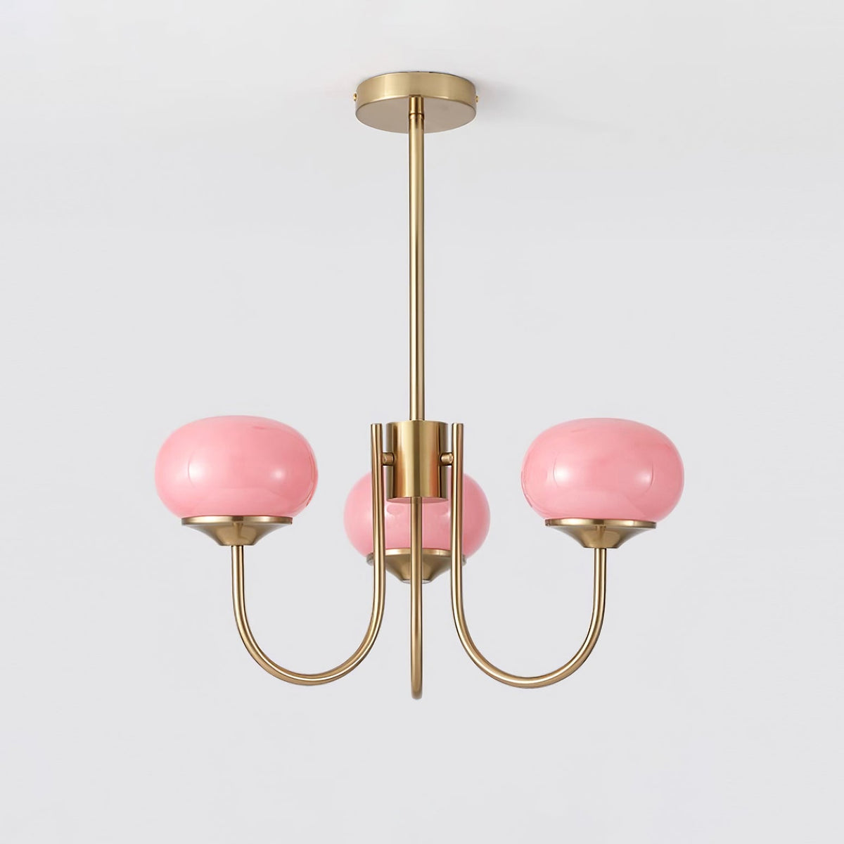 Mid-Century Copper Glass Chandelier – 3 or 5 Globe