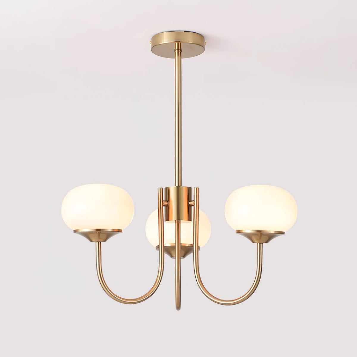 Mid-Century Copper Glass Chandelier – 3 or 5 Globe